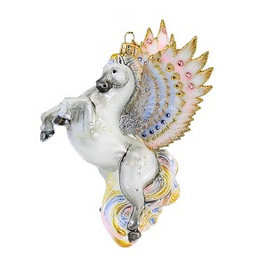 Glitter Lab 7.25 In White Pegasus Ornament Hand Painted Embellished Tree Ornaments - 1 of 3