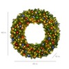 Best Choice Products Artificial Pre-Lit Fir Christmas Wreath Decoration w/ Multicolor Lights, Tips - 2 of 4