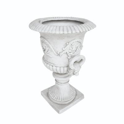 XINGHANZHENXUAN Gray Arden Roman-Style Urn Planter, Lightweight Concrete Decorative Flower Pot with Drainage Hole, Indoor/Outdoor Use