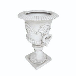 XINGHANZHENXUAN Gray Arden Roman-Style Urn Planter, Lightweight Concrete Decorative Flower Pot with Drainage Hole, Indoor/Outdoor Use - 1 of 4