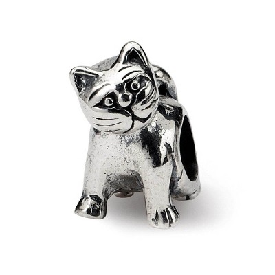 Black Bow Jewelry Sterling Silver Cute Kitten Bead Charm