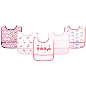 Yoga Sprout Baby Girl Waterproof PEVA Bibs 5pk, Flamingo, One Size - 1 of 1