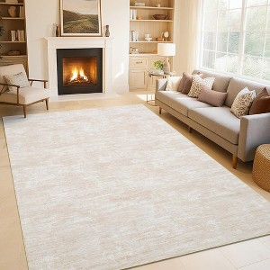 Washable Area Rugs for Living Room, Non-Slip Modern Abstract Rug for Bedroom, Low Pile Stain-Resistant Soft Contemporary Neutral Carpet - 1 of 4