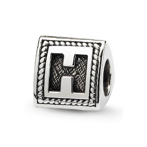 Black Bow Jewelry Triangle Block, Letter H Sterling Silver Bead Charm - 1 of 3