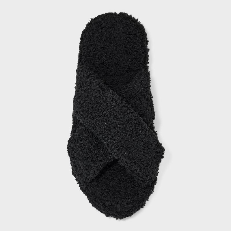 Women&#39;s Super Soft Fleece Crossover Slide Slipper Socks - Stars Above&#8482;, 4 of 9