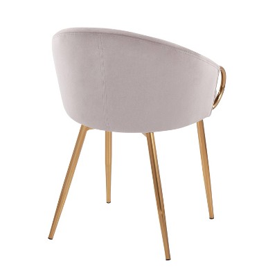 Claire Silver Velvet and Gold Metal Low Back Side Chair Set