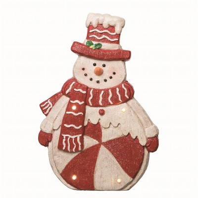 Transpac Resin White Christmas Light Up Peppermint Snowman : Target