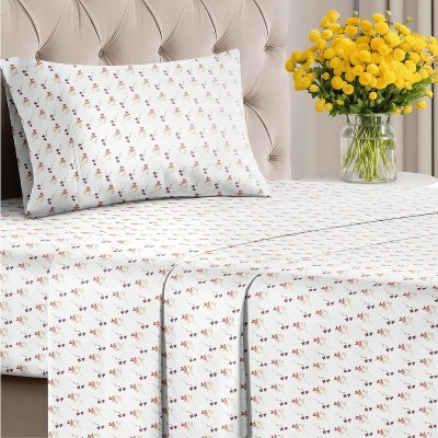 Luxuriously Soft 4-Piece Floral Sheet Set - Wrinkle-Resistant, Printed Pattern - CGK Linens