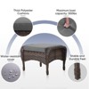POCASSY Outdoor Ottomans Set of 2 with Cushion, Brown Wicker Patio Footrest with All Weather Wicker Rattan - 4 of 4