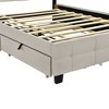 Okak Queen Elegant Platform Bed Frame with Upholstered and LED Frame No Box Spring Needed Linen Fabric Bed with Twin XL Trundle & 2 Drawers, Beige - 4 of 4