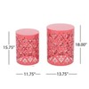 VisioGear Patio End Tables, 2-pcs Patio End Tables, Indoor Outdoor Nesting End Carved Trellis Design Side Table, Red, 13.75"*13.75"*18" - 2 of 4