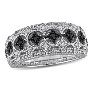 EVERLY JEWELRY |Sterling Silver 1/10 CT TW Black and White Diamond Fashion Ring Black Rhodium Plated - 1 of 4