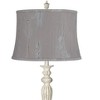 360 Lighting Colonnade Traditional Country 60" Tall Standing Floor Lamp Metal Antique White Finish Living Room Bedroom House Drum Treble Gray Shade - 2 of 4