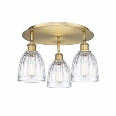 Brookfield - 3 Light Flush Mount In Art Deco Style-9.5 Inches Tall and 17.5 Inches Wide