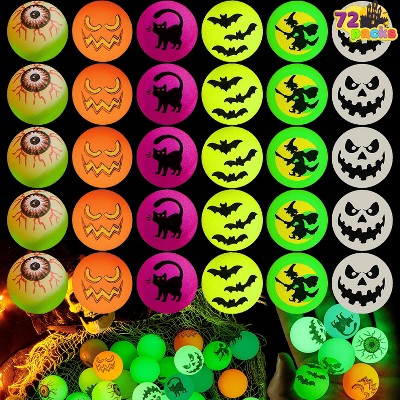 Joyfy Halloween Party Favors 72/100 Pcs Glow in The Dark Bouncing Ball Toys For Halloween Kids Gift Goodie Bag Fillers Decor Classroom Game Prizes