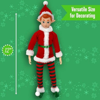 Mini Poseable Christmas Elf Doll with Red and Green Outfit