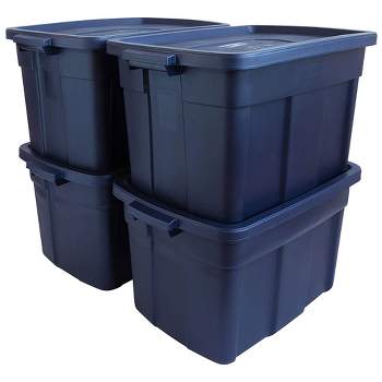Rubbermaid Roughneck Tote 14 Gal Storage Container, Heritage Blue (6 Pack)