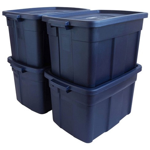 4pk Plastic Storage Containers Large Dark Indigo 30 Gallon Stacking Bin Box Tote 