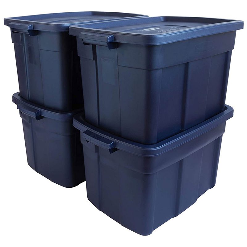 Rubbermaid Roughneck 25 Gallon Rugged Stackable Storage Container with Tight Lid for Indoor or Outdoor Home Organization, 4 Pack, 1 of 6
