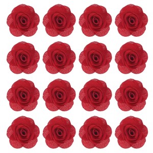 Unique Bargains Silk Alloy Created Camellia Flower Lapel Pin for Men Suit 2 x 1.3 inch 16 Pcs - 1 of 4