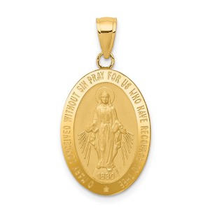 Black Bow Jewelry 14k Yellow Gold, Solid Oval Miraculous Medal Pendant - 1 of 4