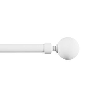 3/4-Inch Curtain Rod- Decorative Ball Finials and Hardware- For Home Decor in Bedroom and Kitchen- 48-84-Inch by Hastings Home (White) - 1 of 4