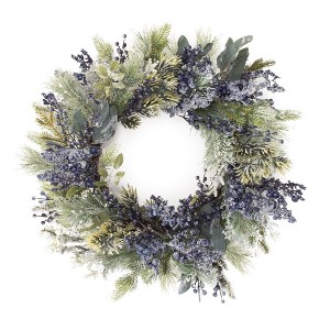 Melrose Frosted Blueberry Pine Wreath 24"D - 1 of 3