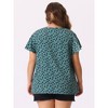 Agnes Orinda Women's Plus Size Keyhole Flutter Short Sleeve Chiffon Floral Tops - 4 of 4