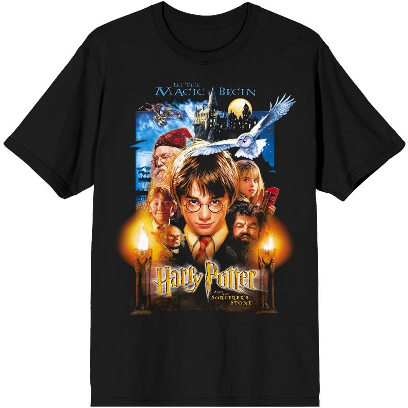 Men's Harry Potter Sorcerer's Stone Movie Poster Black Graphic Tee, 1 of 3