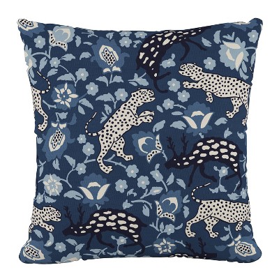 18"x18" Skyline Furniture Square Outdoor Throw Pillow Leopard Blue: Handmade, Zipper Closure, Polyester