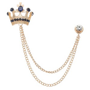 Unique Bargains Crown Hanging Chain Brooch Rhinestone Suit Pins - 1 of 4