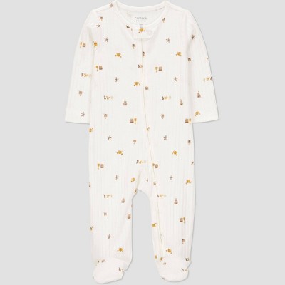 Carter's Just One You®️ Baby Sea Creature Sleep N' Play - Ivory 3M: Cotton-Polyester Blend, Two-Way Zipper, Footed Pajamas