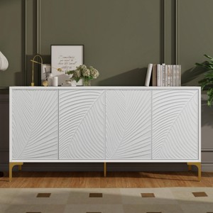 59.8" Four-Door Sideboard with Adjustable Shelves and Carved Texture,Scratch-Resistant Cabinet for Entryway or Living Room-The Pop Home - 1 of 4