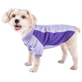 Pet Life Active Barko Pawlo Relax-Stretch Wick-Proof Dog and Cat Polo T-Shirt - Purple - XS