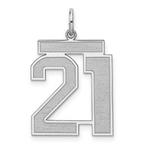 Black Bow Jewelry Sterling Silver, Jersey Collection, Large Number 21 Pendant - 1 of 4
