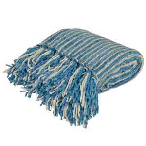 Caiden Chenille Throw Blanket Blue - Décor Therapy