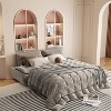 TiramisuBest 73.2" Queen Pull Out Sofa Bed, 3-in-1 Convertible Sleeper Velvet Loveseat with Storage & Pillows,Green - 3 of 4
