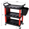 BABYYER Utility Cart on Wheels, 3 Tier Rolling Storage Cart, Plastic Service Cart with Bucket, Panel and Hook for Workshop, Repair Shop - 4 of 4