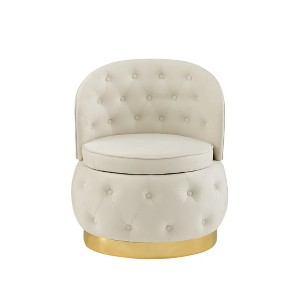 360° Swivel Barrel Accent Chair with Storage, Velvet Round Club Chair for Living Room, Bedroom, Office - 1 of 4