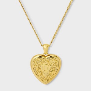 14K Gold Dipped Heart Charm Initial Necklace - A New Day™ Gold - 1 of 4