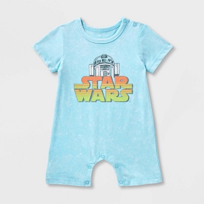 Image of Baby Boys' Star Wars Short Sleeve Romper - Light Blue 3-6M