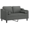 vidaXL Modern 2-Seater Sofa in Dark Gray Fabric - Comfortable Couch with Sturdy Metal Frame and Removable Pillow Covers - 2 of 4