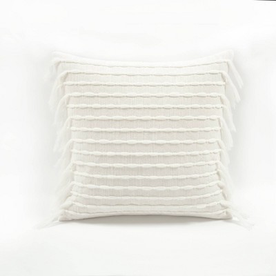 20"x20" Oversize Linear Family-Friendly Cotton Pillow Cover with Tassel - Lush Décor