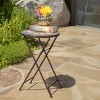 FONTOI End Table with Round Tabletop, Side Table with Mosaic-style Pattern for Home Bedroom Living Room Patio, Beige&Black , 14"*22"*14" - 2 of 4
