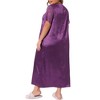 Agnes Orinda Women's Plus Size Satin Lace V Neck Short Sleeve Maxi Chemise Soft Lounge Nightgown - 4 of 4