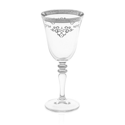 Classic Touch Set of 6 Water Glasses with Rich Silver Design