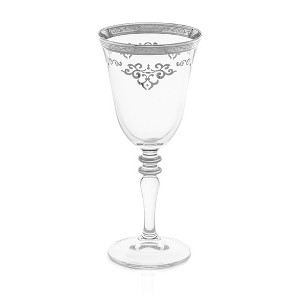 Classic Touch Set of 6 Water Glasses with Rich Silver Design - 1 of 3