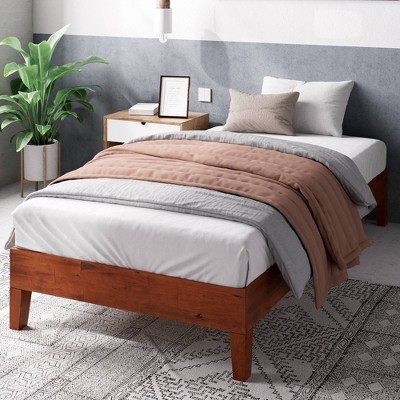12" Wen Deluxe Wood Platform Bed Frame Cherry - Zinus