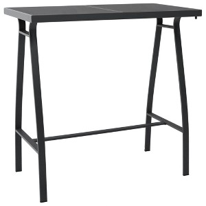 vidaXL Garden Bar Table Black and Dark Grey Tempered Glass Medium - 1 of 4