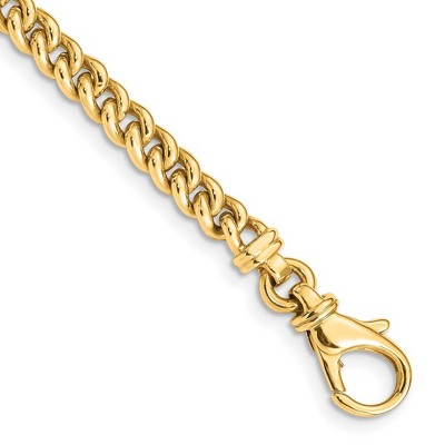 Black Bow Jewelry Men's 14k Yellow Gold, 4.5mm Fancy Curb Link Chain Bracelet